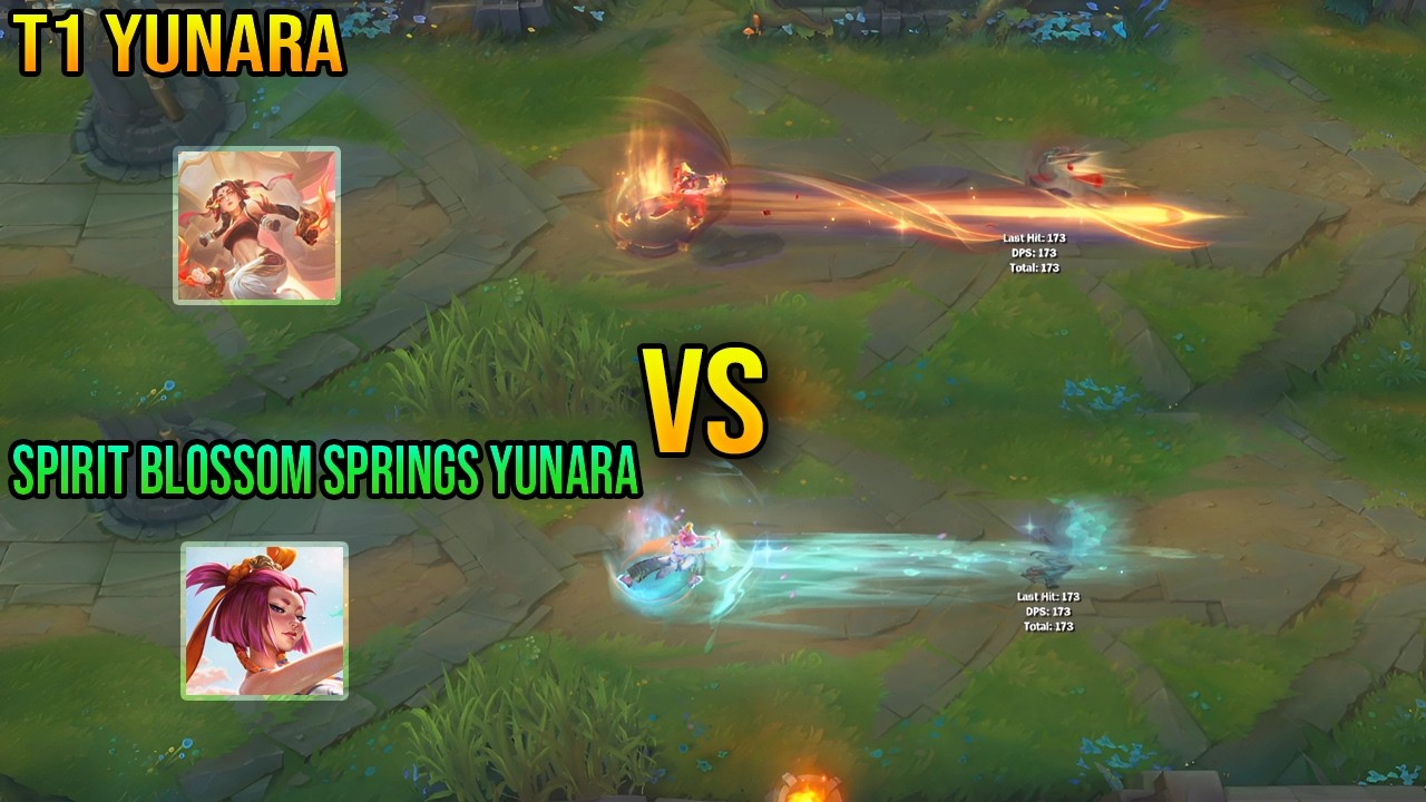 T1 Yunara против Spirit Blossom Springs Yunara &mdash; Сравнение образов &mdash; League of Legends