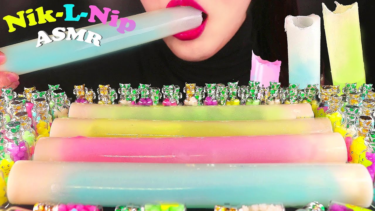 ASMR GIANT NIK-L-NIPS WAX БУТЫЛКА С КЛЕЙКОЙ + ЗВЕЗДА КАНДИ, ЕДЯ ЗВУКОМ
