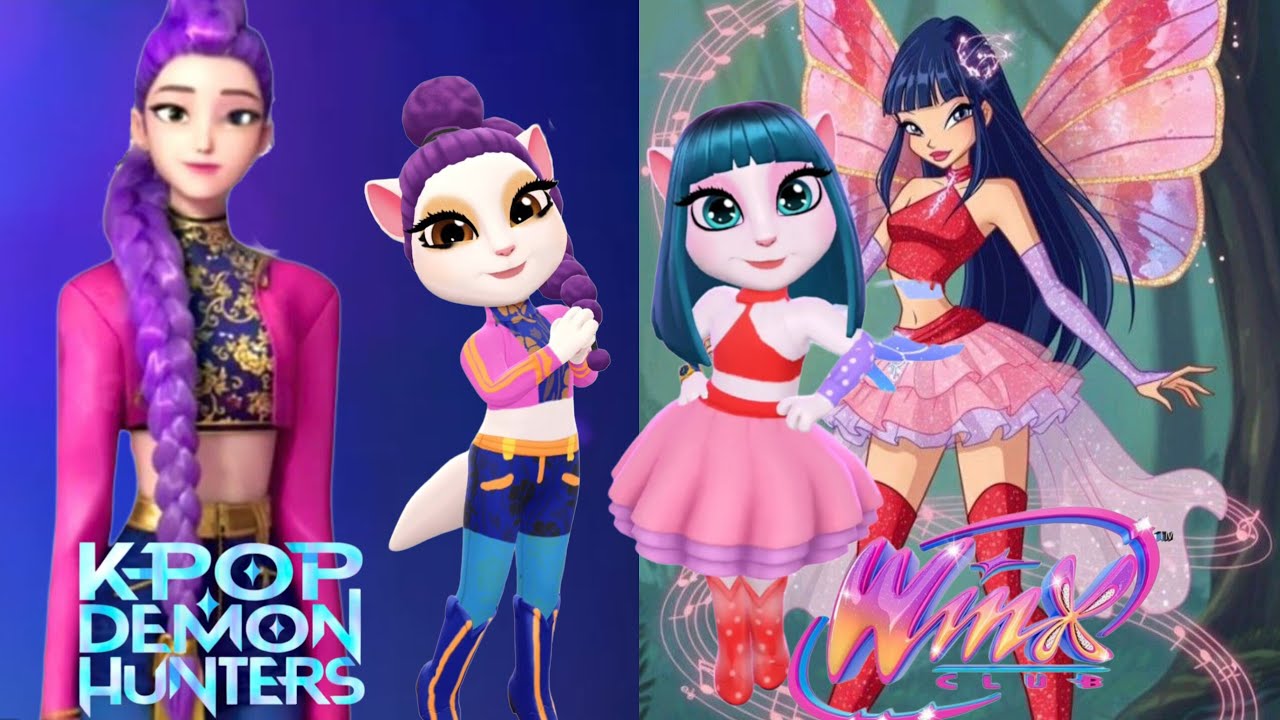 🌈 My Talking Angela 2 | K-Pop Demon Hunters Rumi 🆚 Winx Club Musa Makeover | Cosplay! 🎮✨
