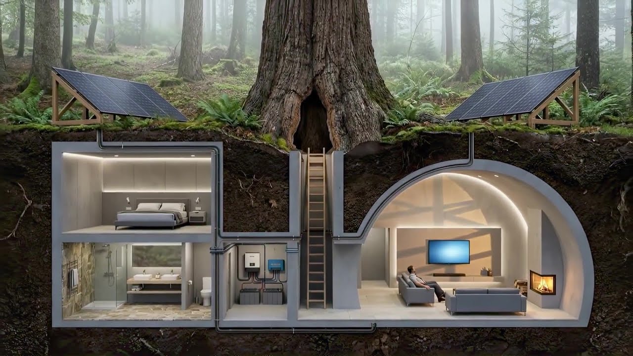 While the rain pours nonstop, he secretly creates a high-tech underground shelter (ASMR Build)