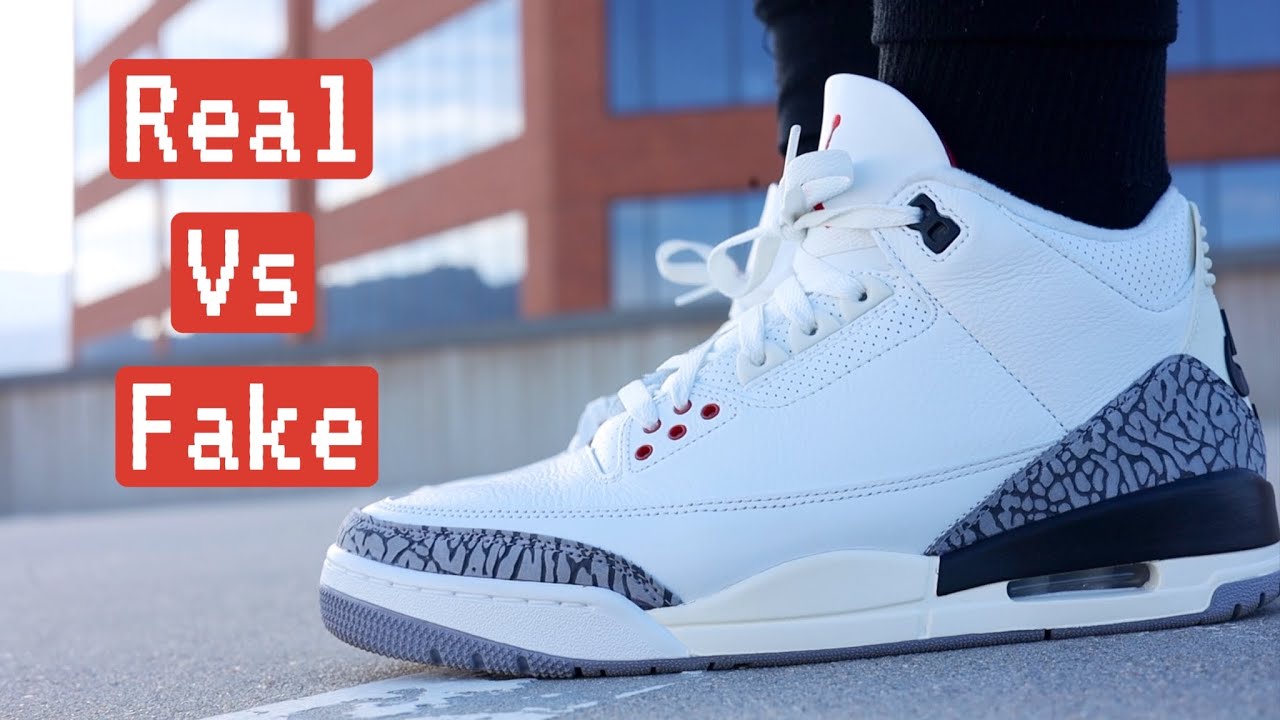 Jordan 3 White Cement reimagined Real Vs Fake On Foot