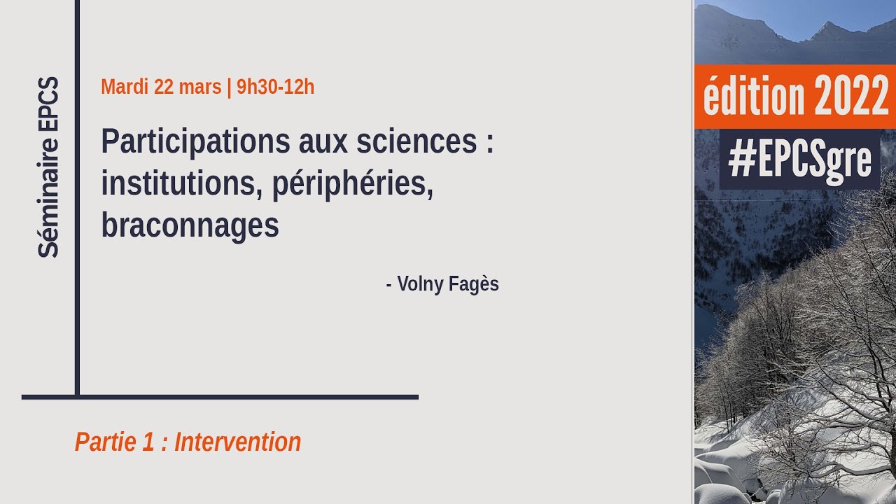 Participations aux sciences - Volgny FAGES (I : Intervention)