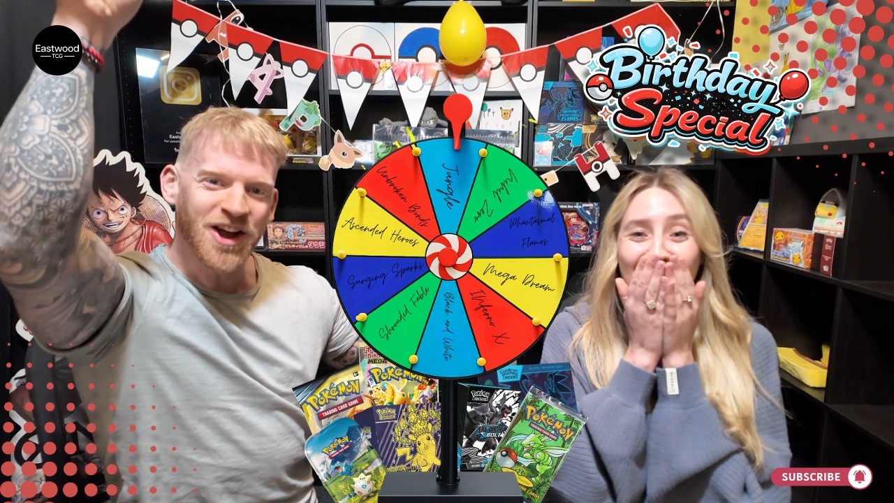 BIRTHDAY SPECIAL 🎉 Het rad bepaalt wat wij openmaken… zelfs een VINTAGE Pokémon Pack?! 😱