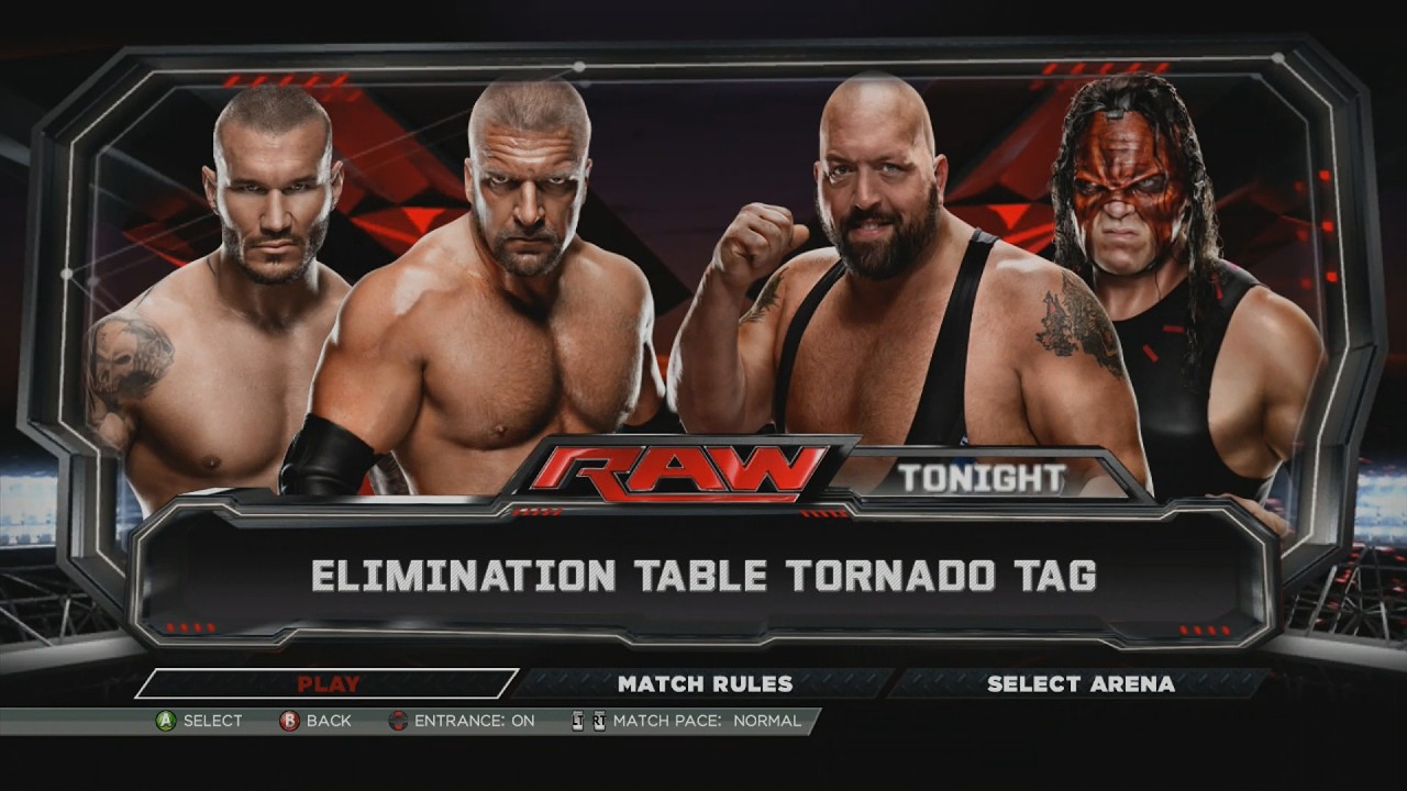 WWE 2K15: RANDY ORTON & TRIPLE H VS. BIG SHOW & KANE - ELIMINATION TABLE TORNADO TAG | GAMEPLAY