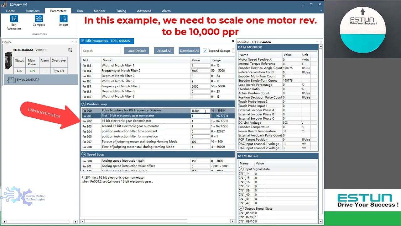 Estun Servo ED3L Drive Position Pulse Train Mode