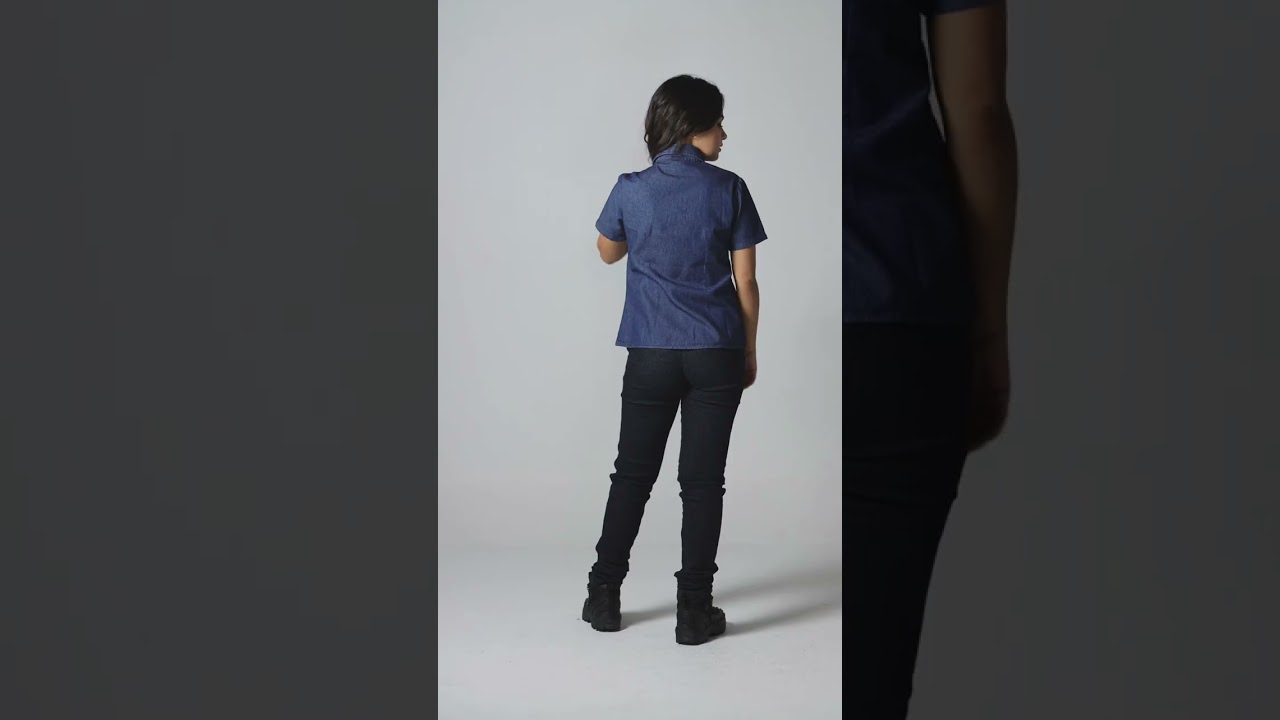 Camisa Jeans Feminina Manga Curta - Citerol Uniformes