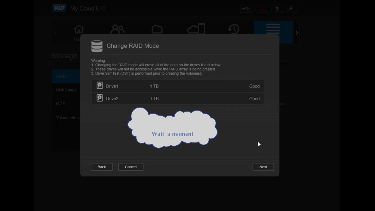 WD MyCloud EX2 setup RAID1