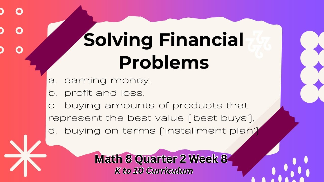 Math 8 Quarter 2 Week 8 - Solving Financial Problems (K to 10 Curriculum)