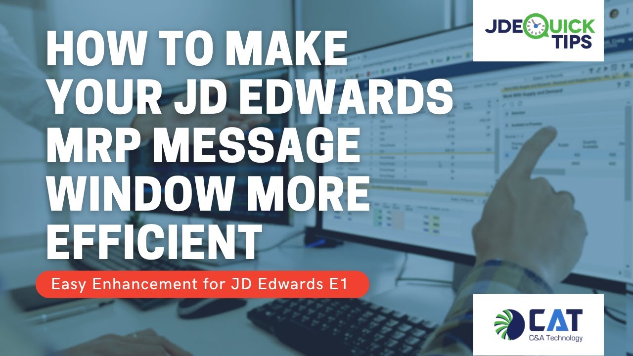 JDE Quick TIps - How to Make your JD Edwards EnterpriseOne MRP Message Window more Efficient