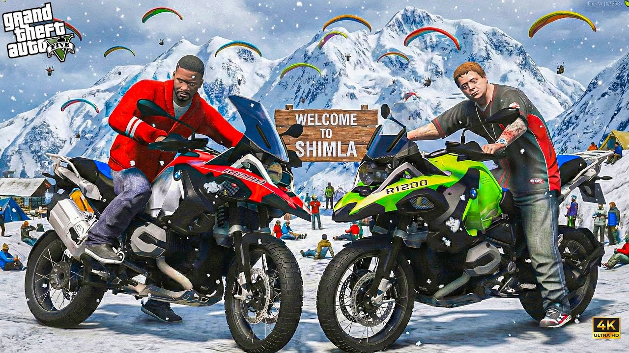 GTA 5 : GOING WO LEH LADKAH IN SNOW FALL WITH SUZUKI HAYABUSA AND NINJA H2 JIMMY AND MICHAEL OMG!