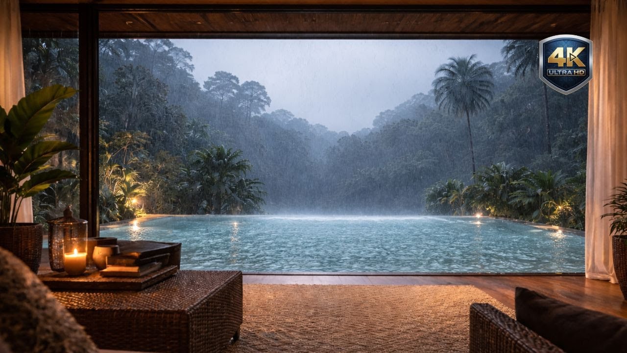Rainforest Rain Sounds For Sleep | 10 Hours | Deep Jungle Ambience | No Thunder | 4K ULTRA