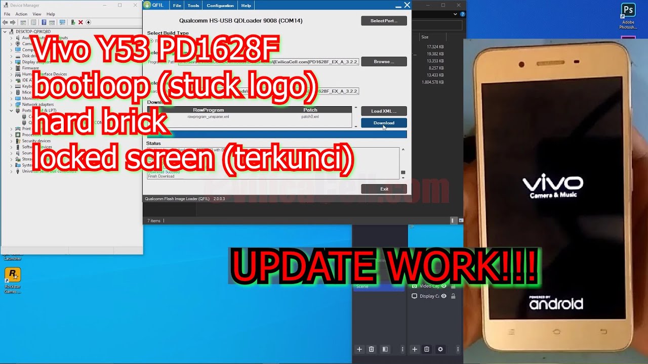 Flash Vivo Y53 PD1628F stuck logo / brick via QFIL Work