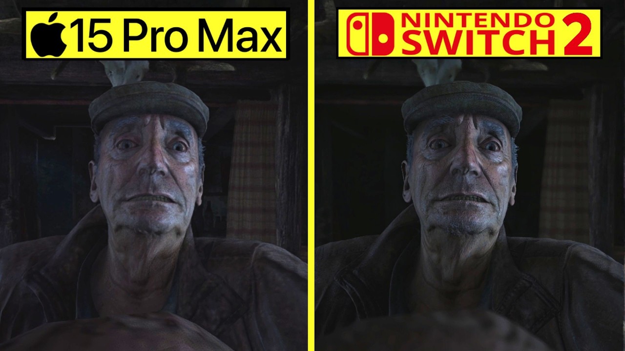 Сравнение графики Resident Evil Village на Nintendo Switch 2 и iPhone 15 Pro Max