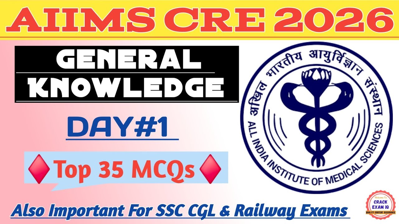 AIIMS CRE General Knowledge | General Awareness & Current Affairs | AIIMS All Posts 2026 | DAY-1