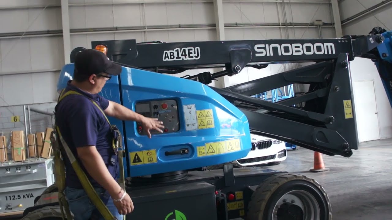 Como Operar o Manejar Plataforma Eléctrica Articulada Marca SINOBOOM Modelo AB14EJ de 500 Libras