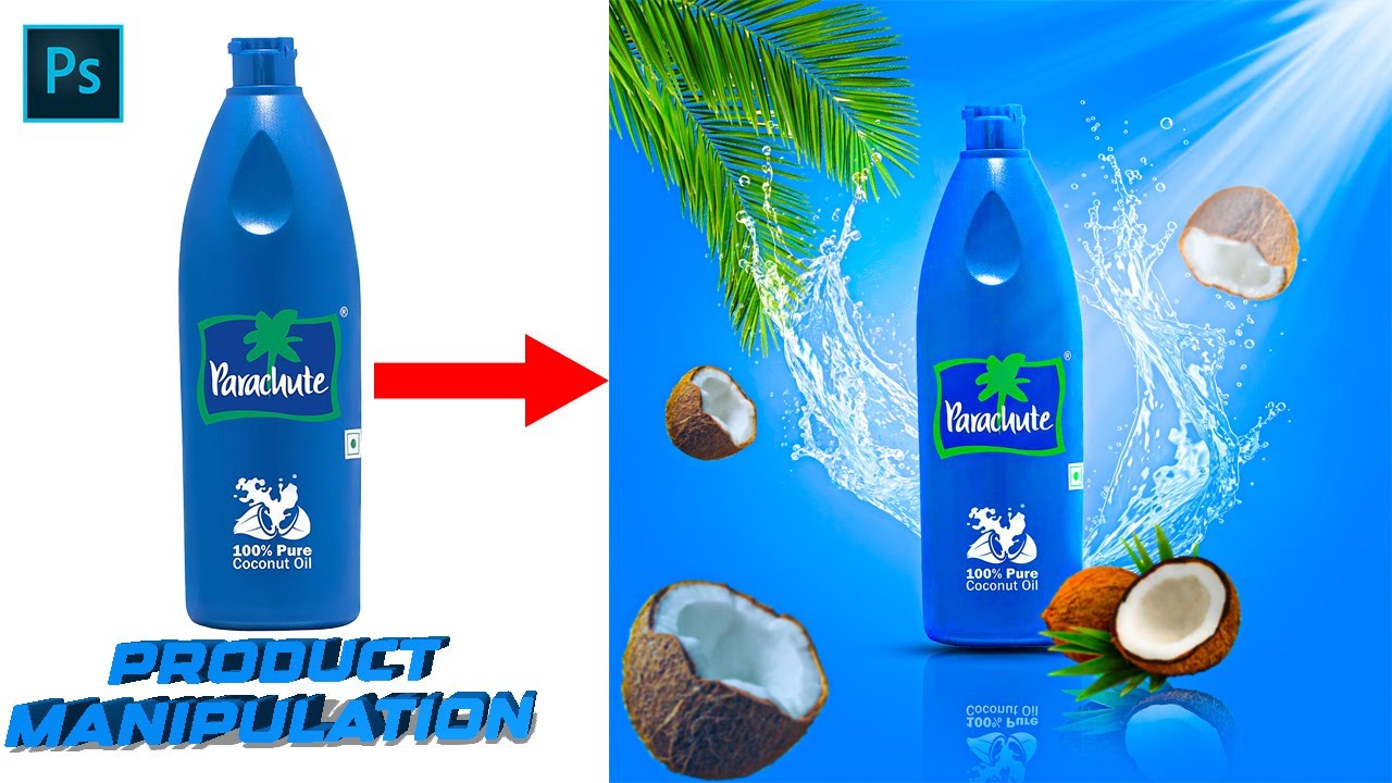 Coconut Oil Advertising Design.Product manipulation in Photoshop.