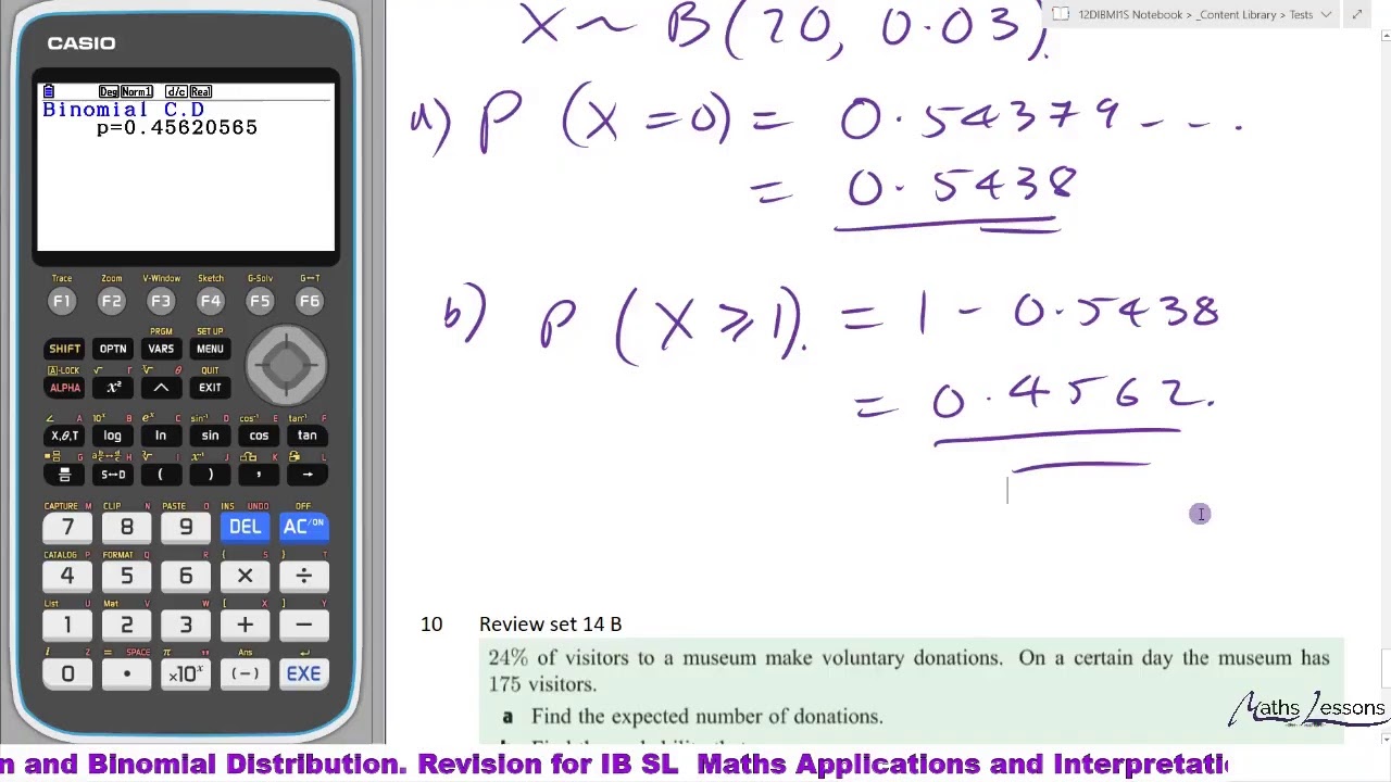 Revision lesson for an IB Maths SL applications and interpretations test