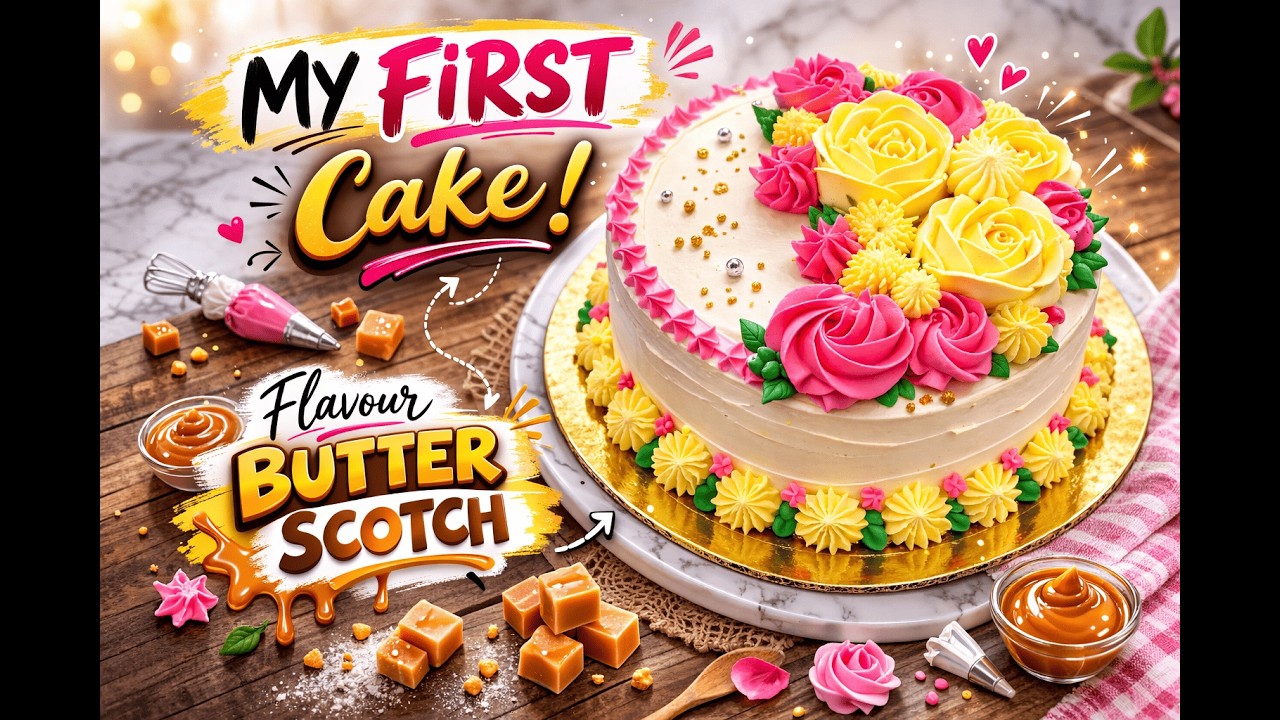 Butter scotch flavoured rose cake 🎉 Amazing Cake Transformation – From Plain to Perfect! 🍰