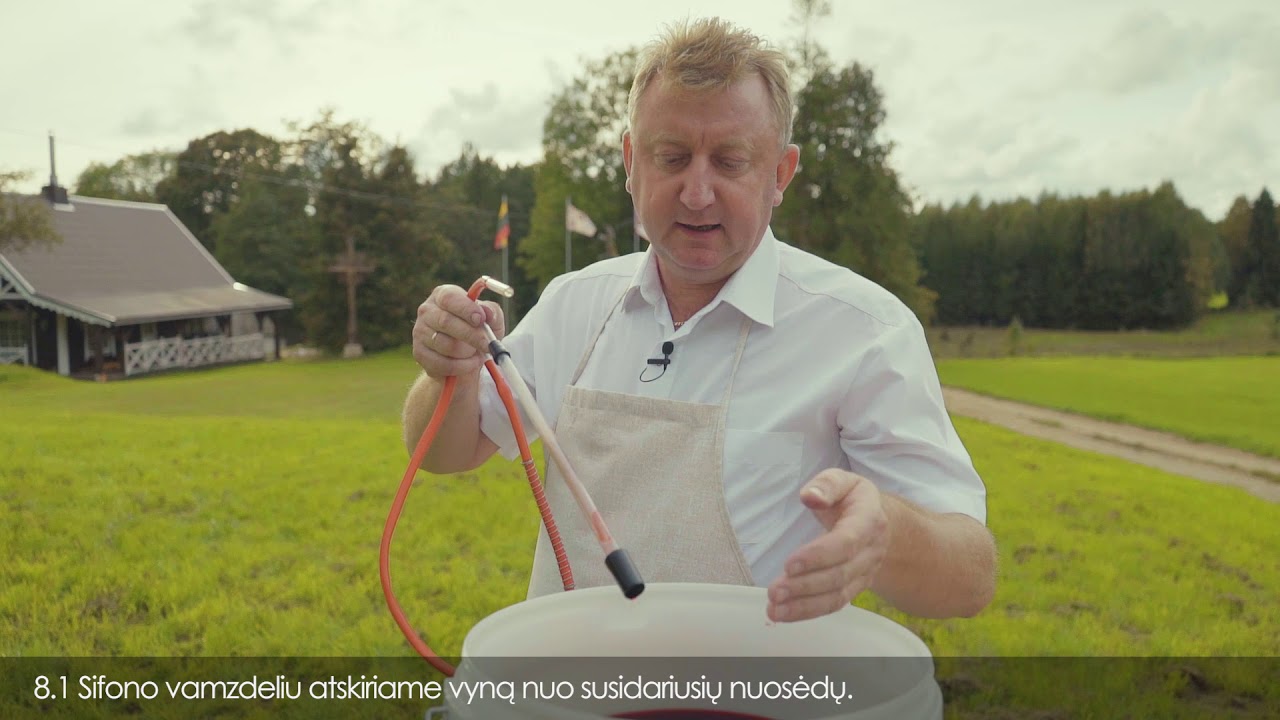 VYNO GAMYBA: 8. Po fermentacijos hidrometru pasimatuojame cukringumą, atskiriame vyną nuo nuosėdų