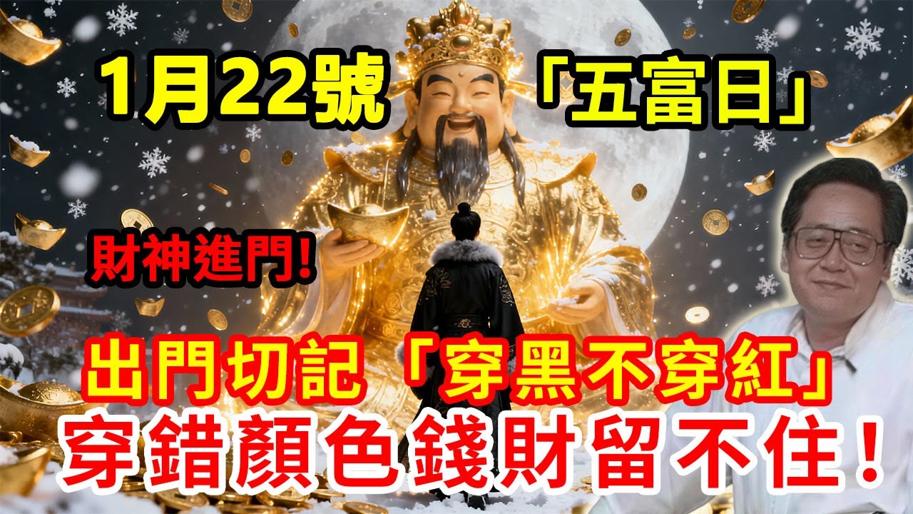 1月22號！農曆臘月初四「五富日」！出門切記「穿黑不穿紅」，穿對顏色財神跟著走，穿錯顏色錢財留不住！#穿衣顏色 #2026運勢