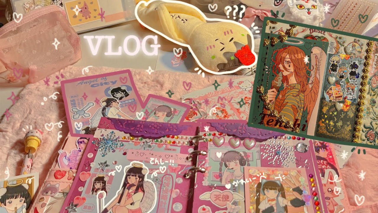난 쿠키만 구워🍪 | 다이어리 셋업 | otaku vlog | 오타쿠 브이로그 | 굿즈 랜덤깡 다이어리 다꾸 빈티지 스티커 체인소맨 | vintage diary ダイアリー