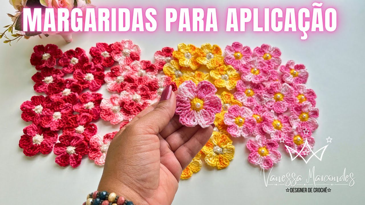 Flor Margarida em Croch&ecirc; 🌼 / Para aplica&ccedil;&atilde;o @VanessaMarcondes