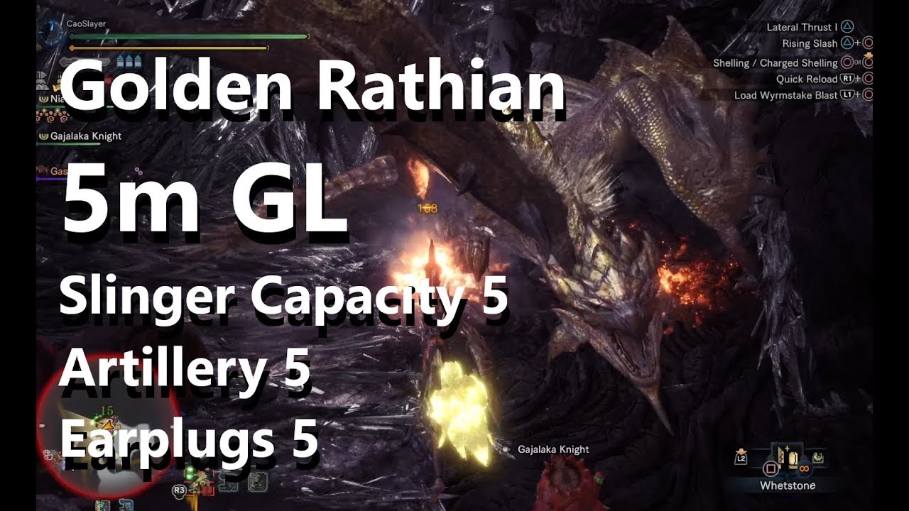 Golden Rathian. 5m O'Clock. Long Gunlance. 3m15 WSB duration with stones.