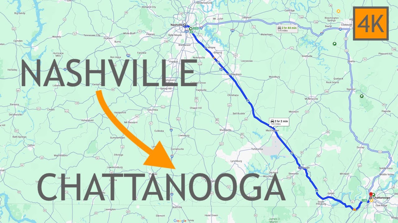 Nashville to Chattanooga Tennessee Drive 4K - Driving Road Trip