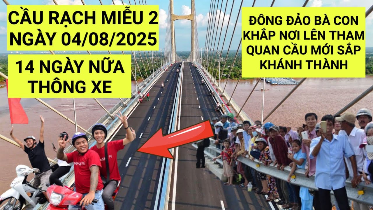 Đông đảo người dân hào hứng lên tham quan Cầu Rạch Miễu 2 trước ngày thông xe lịch sử 19/8/2025