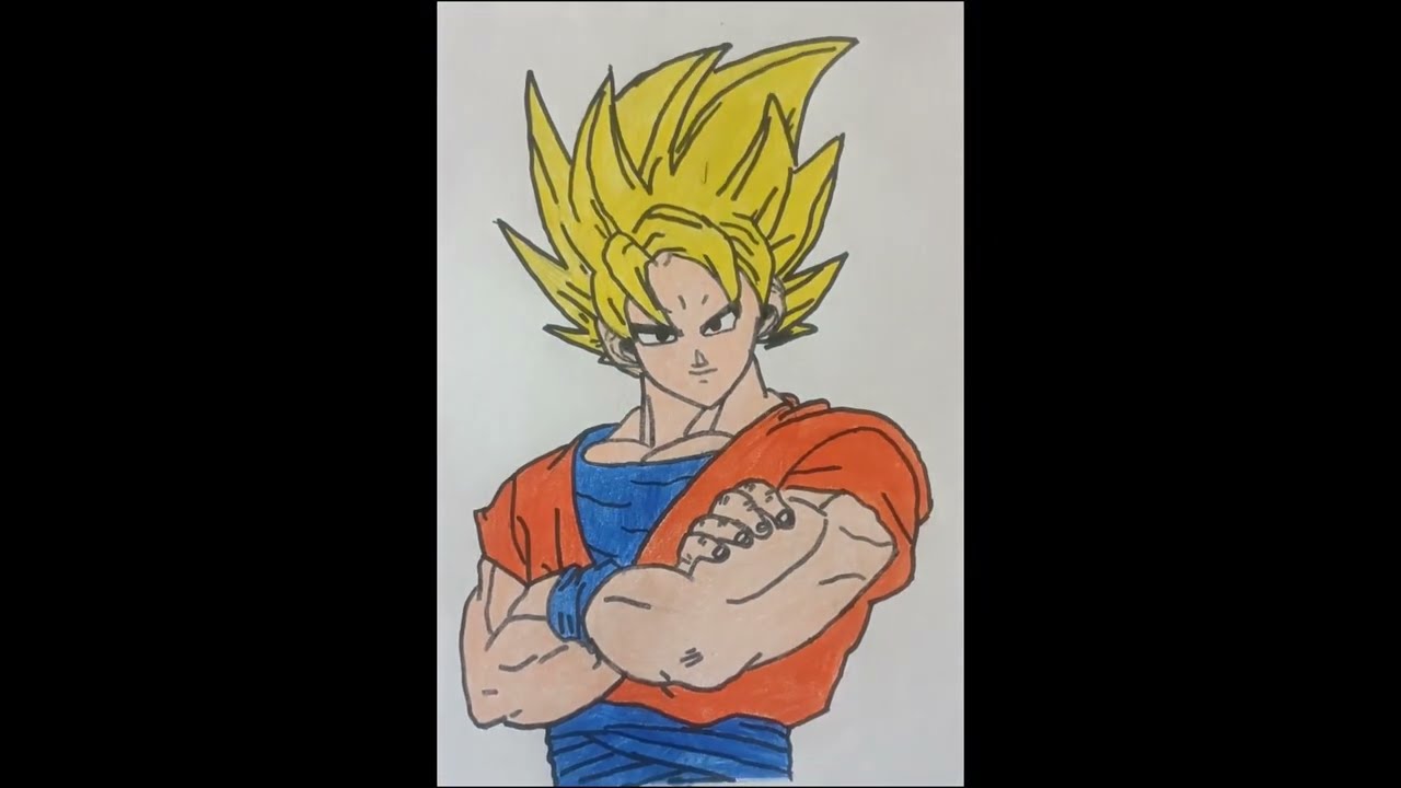 DRAWING GOKU from Dragon Ball Z | Simple Anime Sketch Tutorial #viral #drawing #supersaiyan