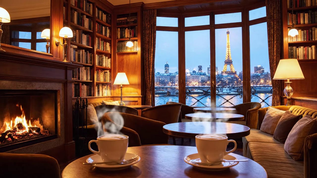 Peaceful Snowfall Jazz Night - Cozy Café Night With Jazz Music For Study, Work & Relax