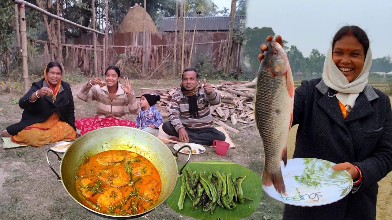 2 kg রুই মাছ সিম-আলু দিয়ে ঝোল | মাছের তেলে বেগুন দিয়ে চাটনি রান্না | পরিবারের সবাই মিলে পিকনিক |