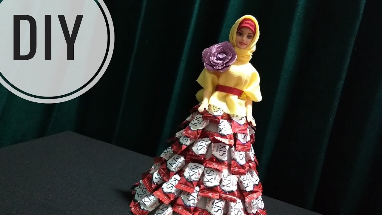 IDE KREATIF DIY - Tutorial Barbie Candy Dress | Barbie Gaun Permen