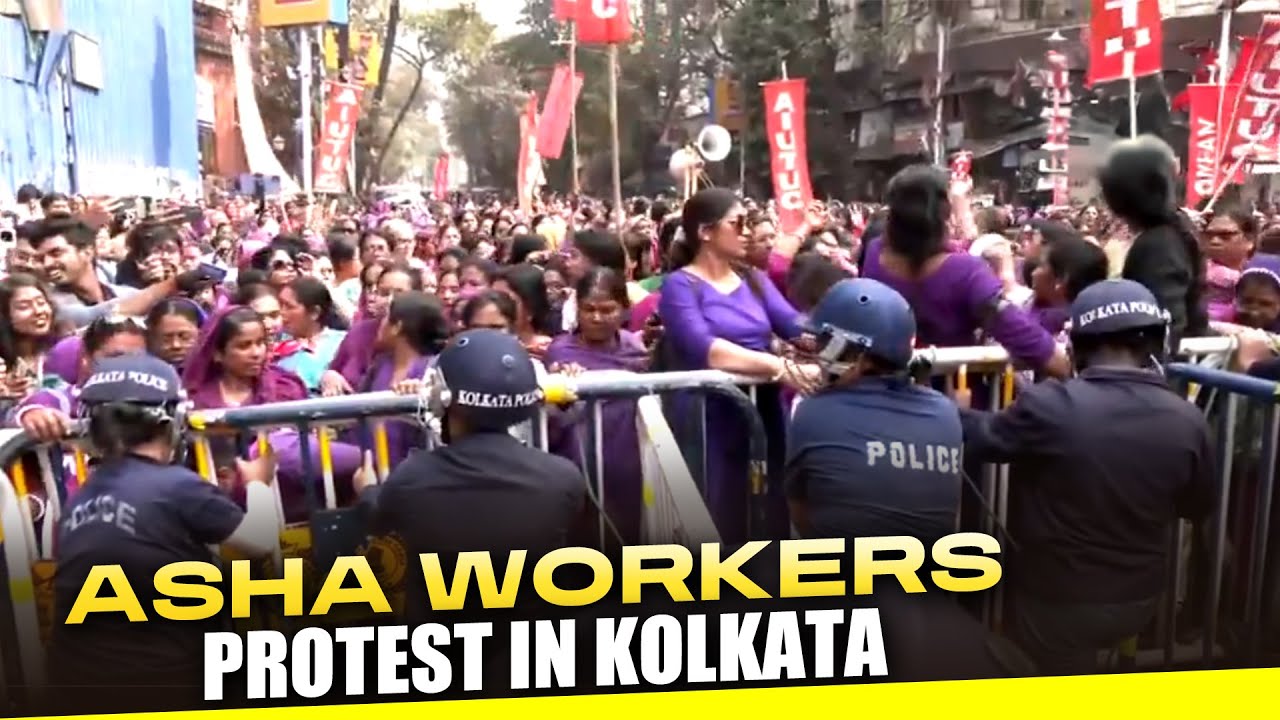 ASHA workers from across West Bengal protest in kolkata, demanding a hike in their wages