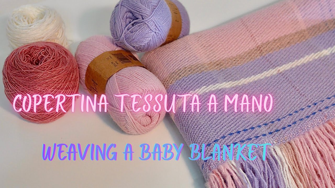 Copertina per neonato tessuta a mano con telaio a 4 licci, handwoven baby blanket