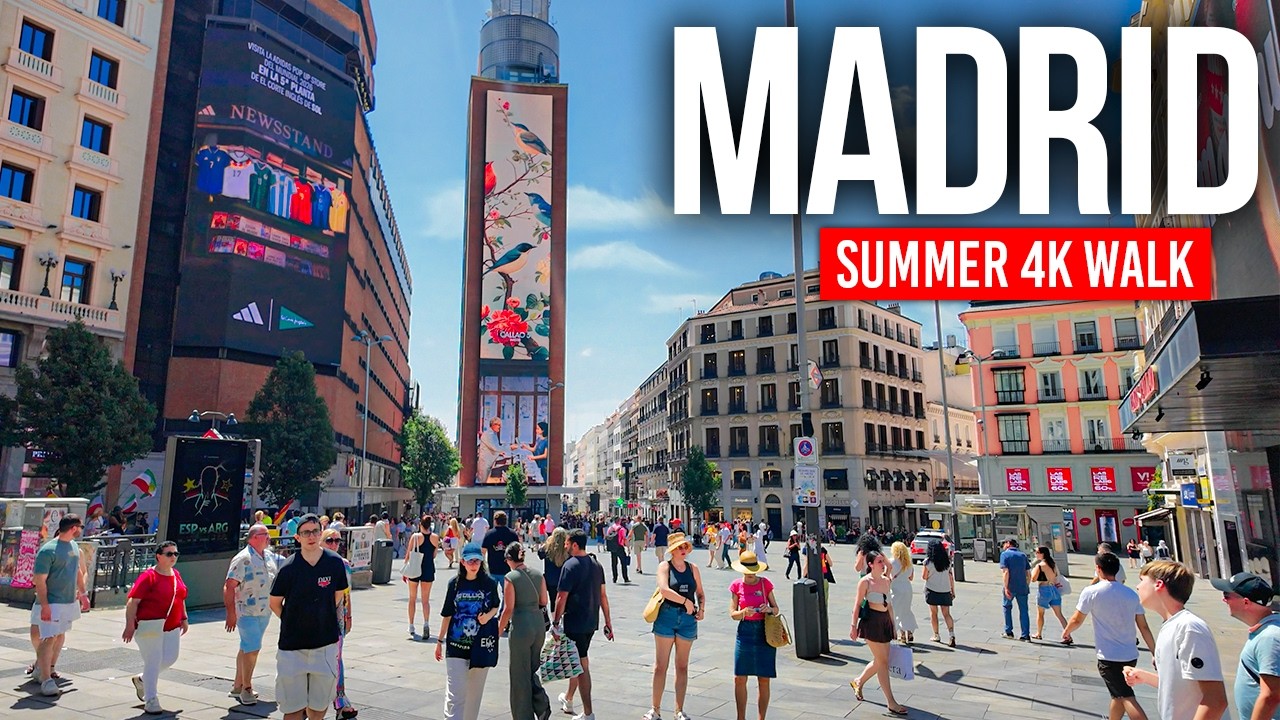 МАДРИД, Испания 🇪🇸 Центр города в солнечный день ☀️ | Пешая прогулка в 4K