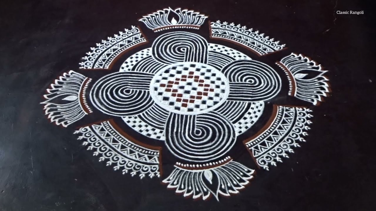 Simple Rangoli design / Padi kolam design / Easy Rangoli designs / Classic Rangoli