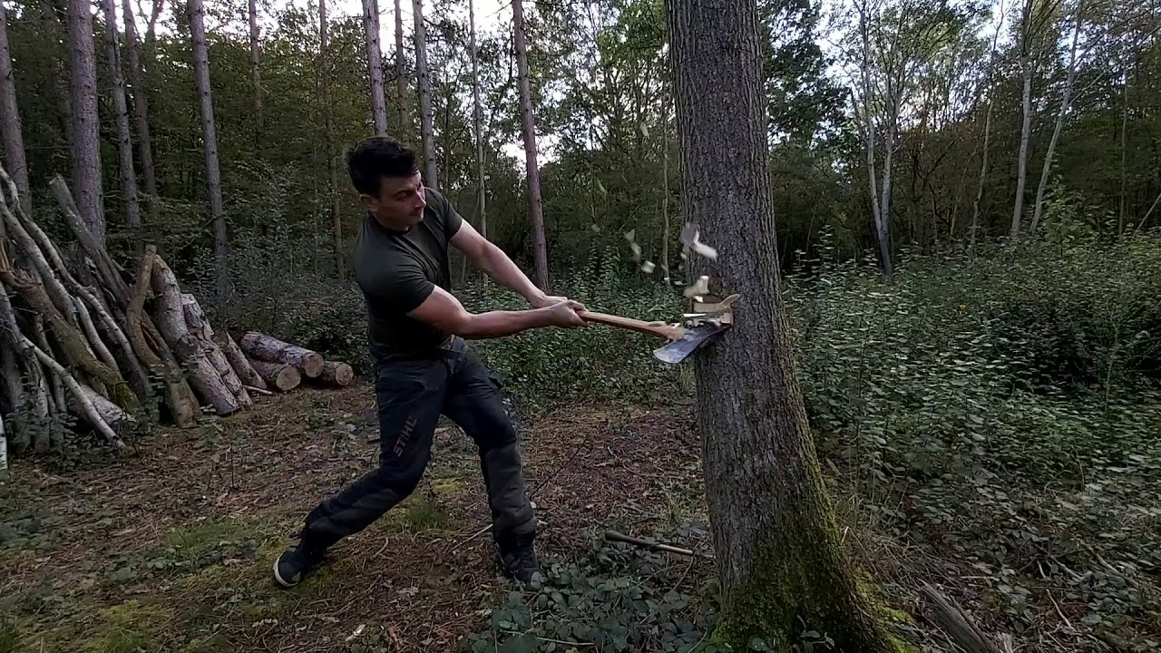 A DAY IN THE WOODS #2: Double bit axe felling!