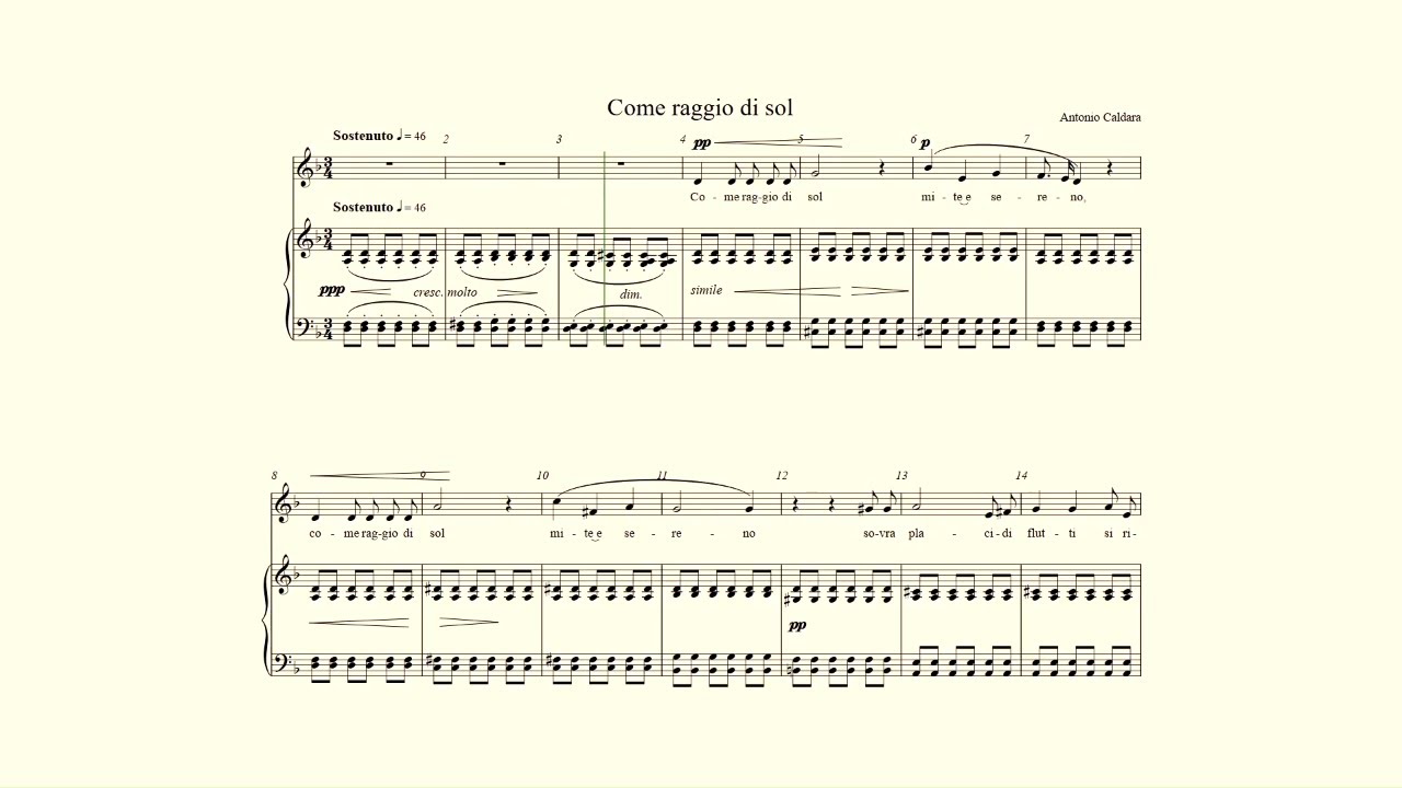 Come raggio di sol – Caldara - accompaniment in D minor for low voice