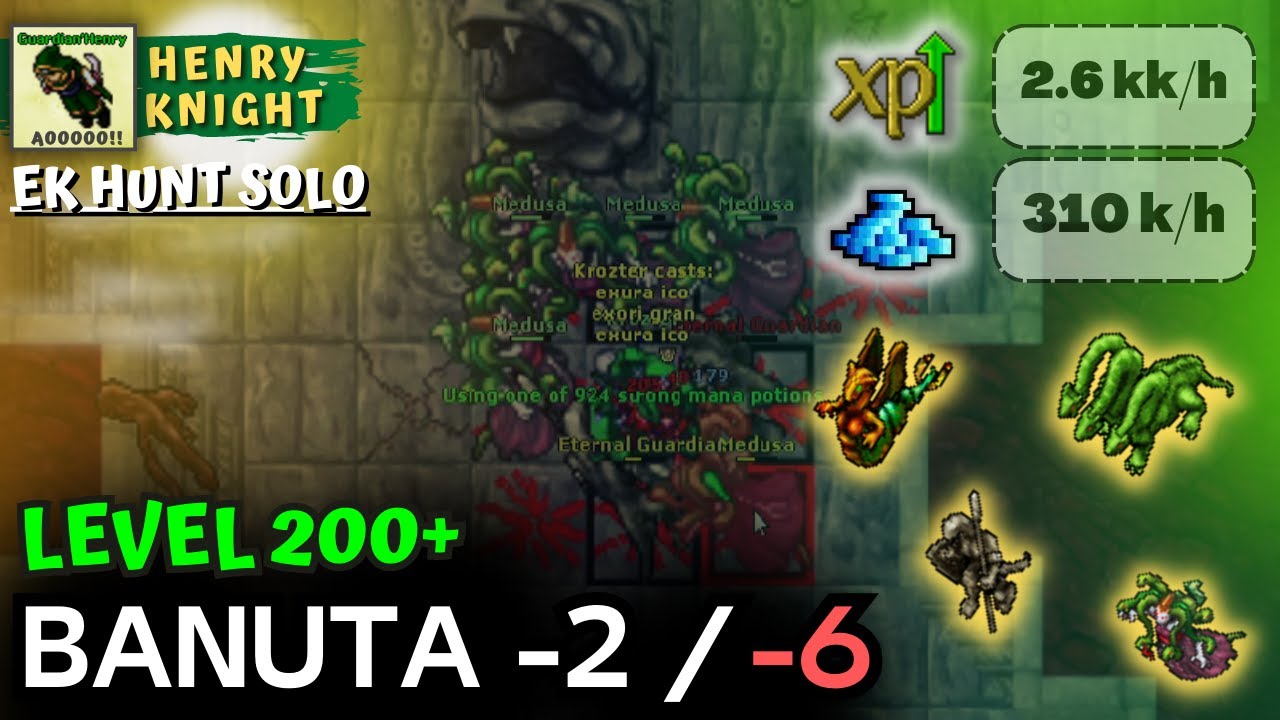 TIBIA: EK HUNT SOLO #158 BANUTA -2 | HUNT ALTERNATIVA | Henry Knight
