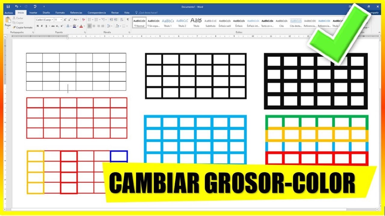 COMO CAMBIAR EL GROSOR Y COLOR DEL BORDE TE TABLA EN WORD