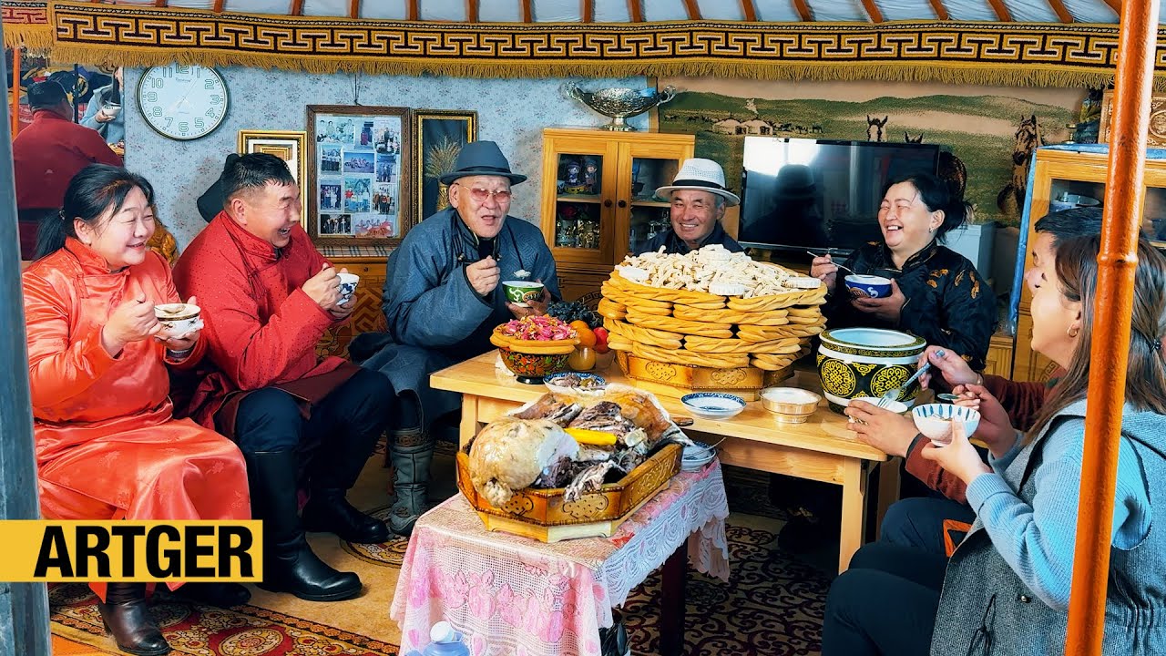 Traditional Mongolian Engagement Feast! A Day with a Nomad Herder Family!