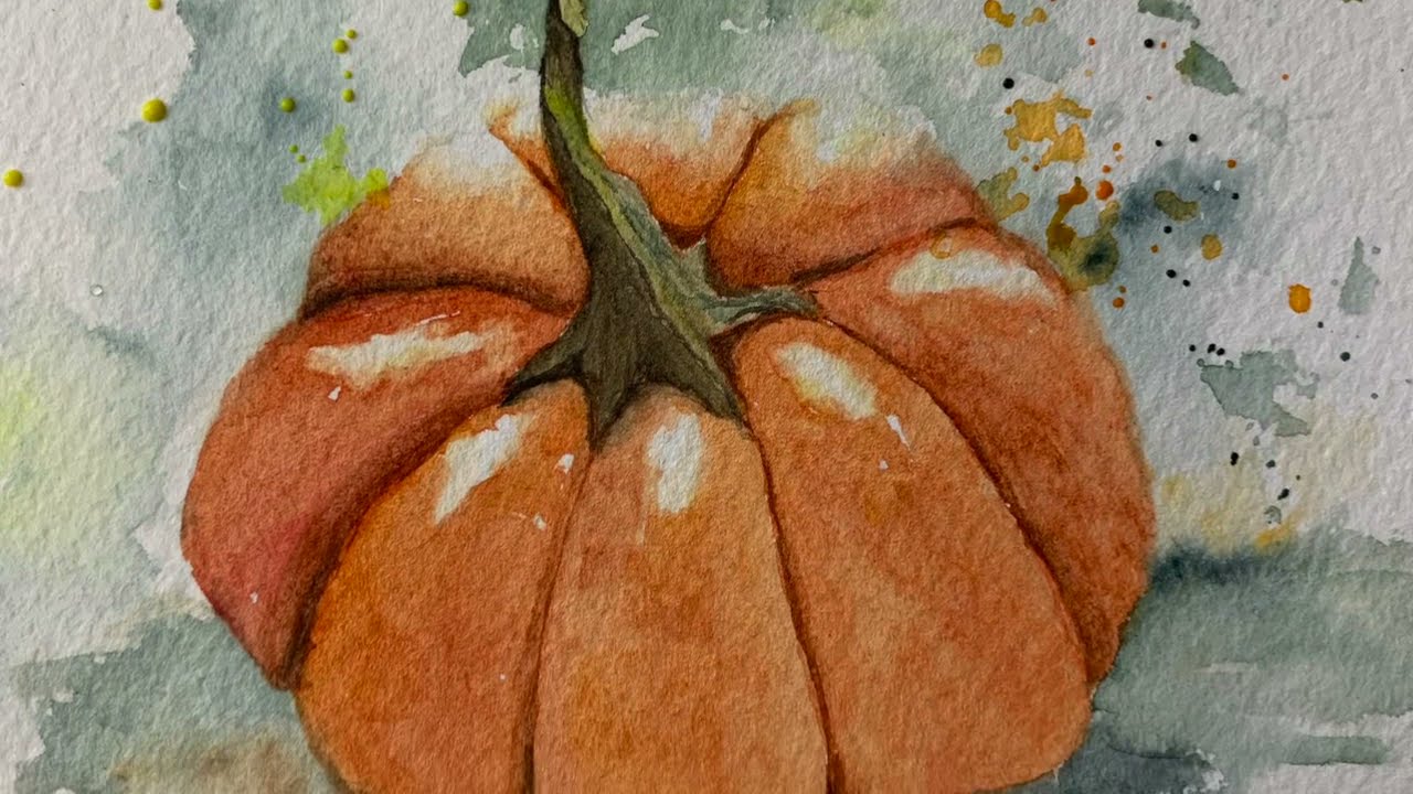 Watercolor pumpkin paint along and tutorial.