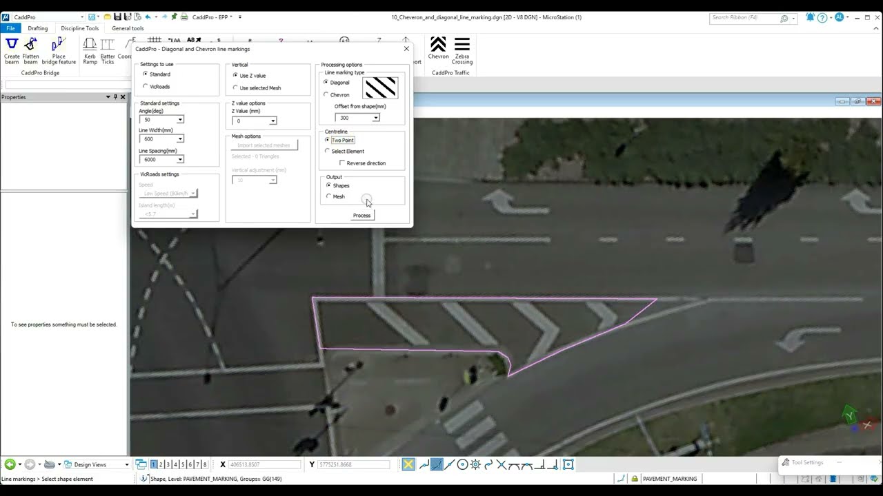 Chevron and diagonal line marking tool