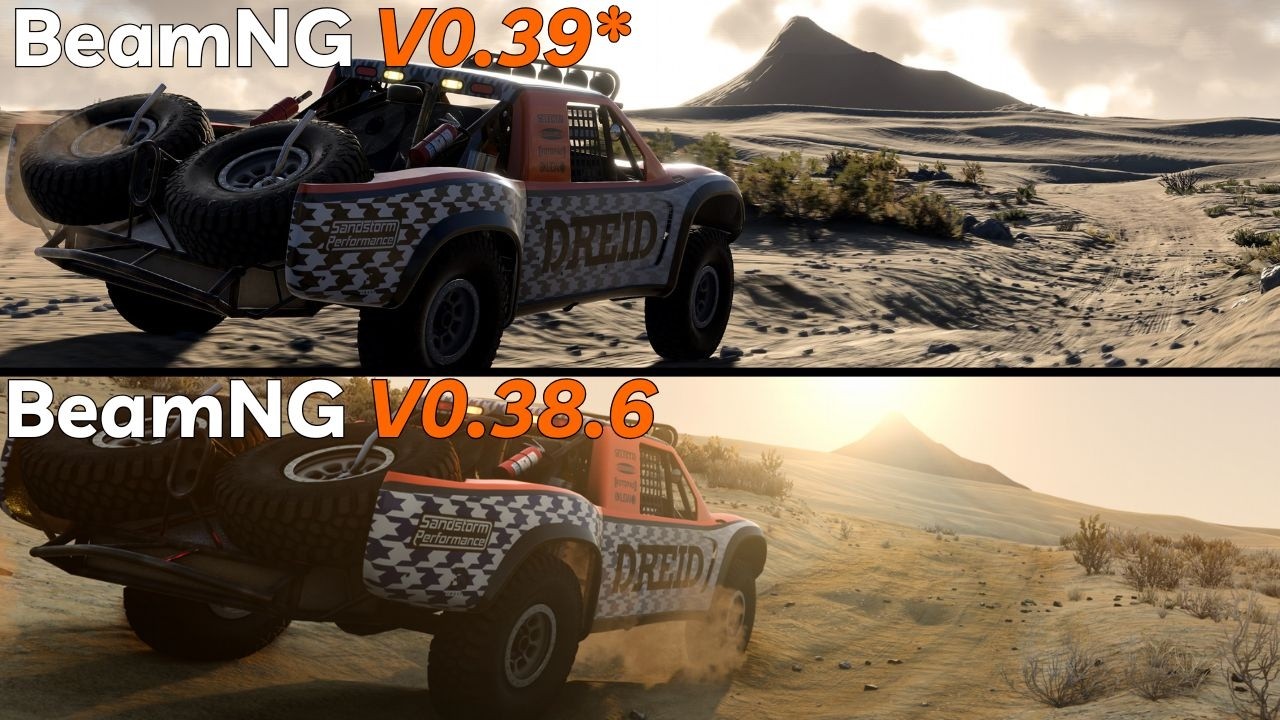 Сравнение графики BeamNG (V0.38.6) и (V0.39*)