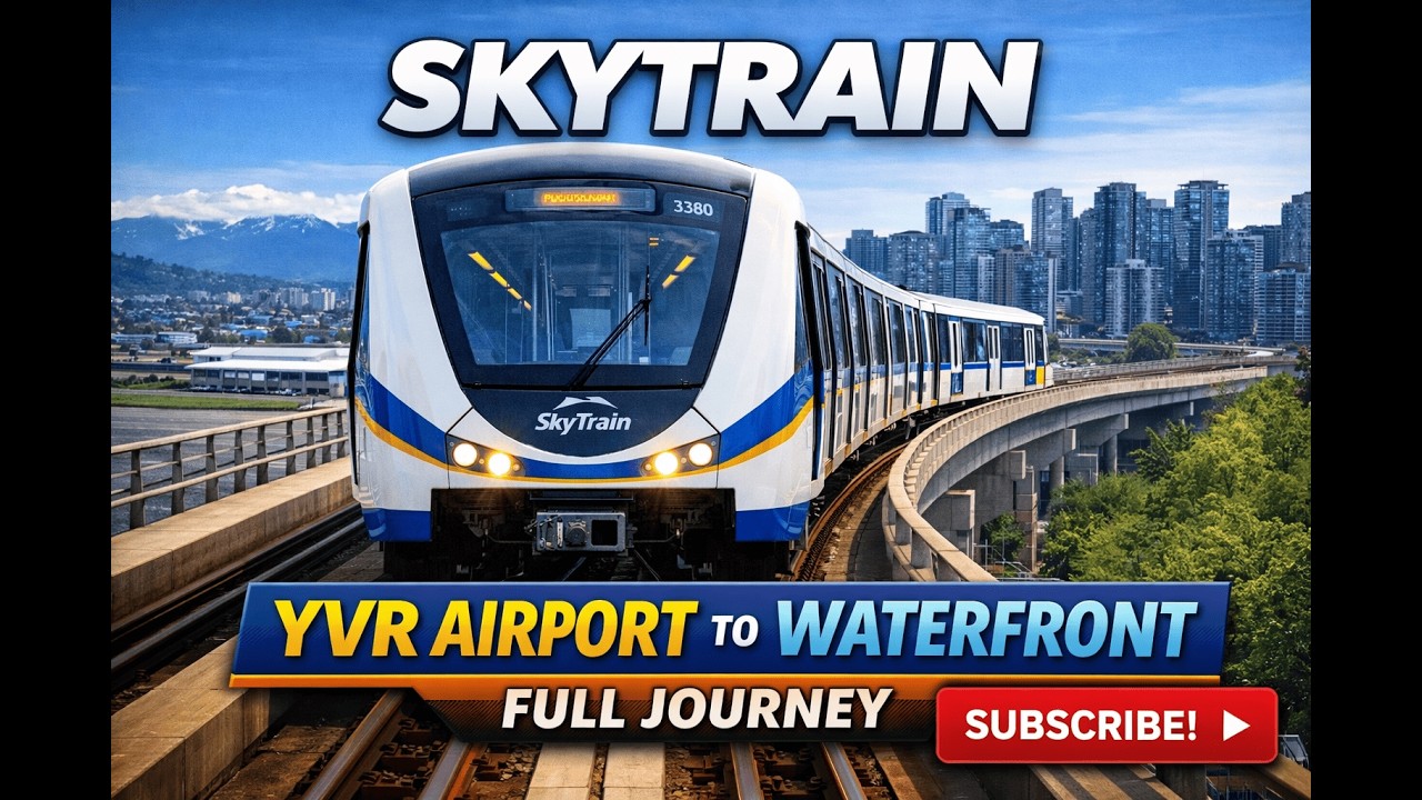 SkyTrain Front View Ride | YVR Airport to Waterfront | Vancouver Canada Line Full Journey