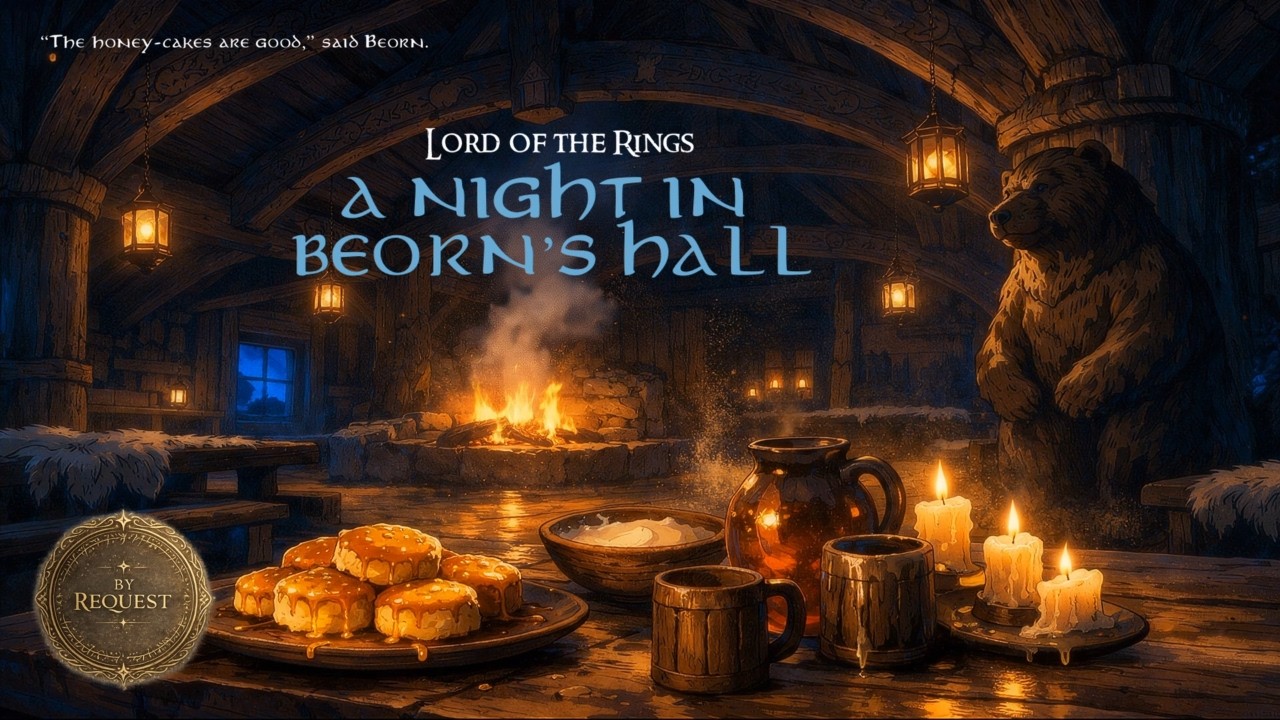 LOTR Ambience for Study & Relaxation | A Night in Beorn’s Hall, Fireplace & Cozy Tolkien Soundscape