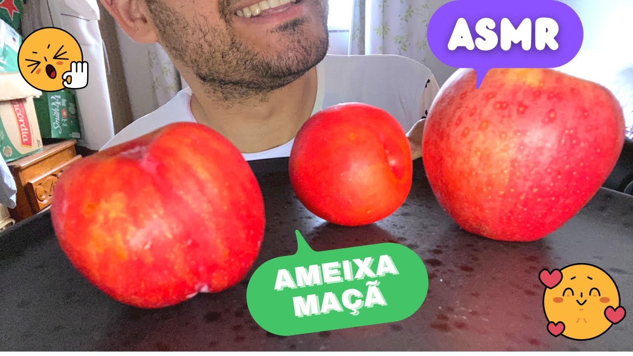 ASMR frutas MAÇÃ E AMEIXA (mastigação)🍎