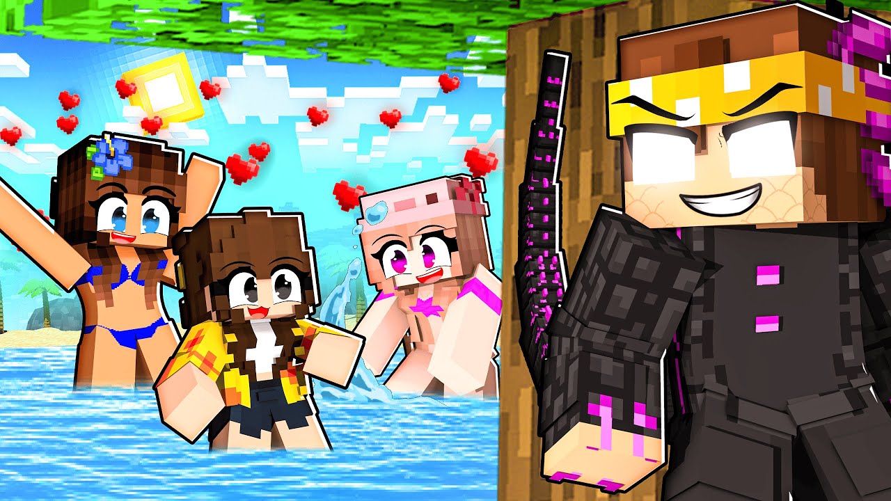 UM GODZILLA em uma ILHA só de GAROTAS no Minecraft