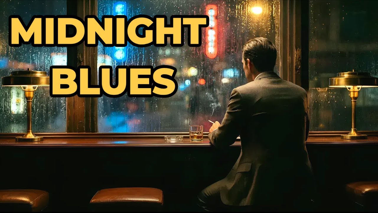 Midnight Blues: Rainy Jazz Bar & Slow Electric Guitar (Dark & Relaxing Ambience)